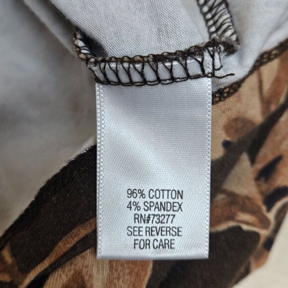 Floral Brown 3/4 Sleeve Croft & Barrow Petite Stretch Top L 96% Cotton 4% Spande - Picture 5 of 6